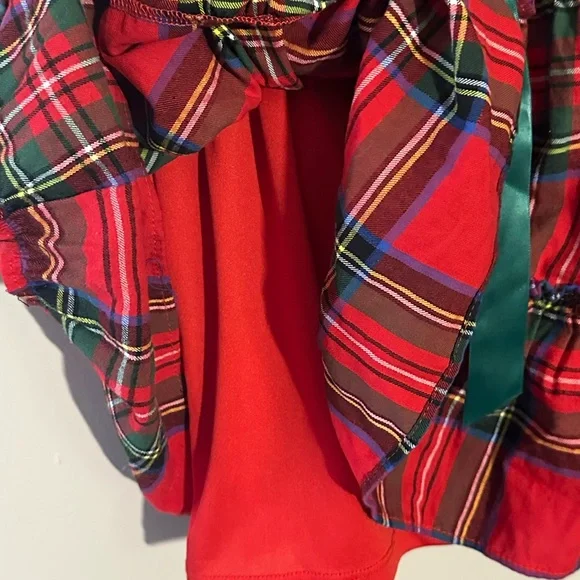 Badgley Mischka Red and Green Plaid Dress - Picture 3 of 4